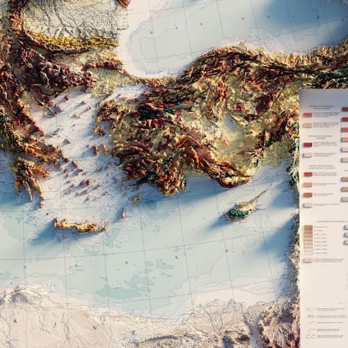 laydown detail image of Carte Tectonique Internationale De L'Europe 1962 Shaded Relief Map