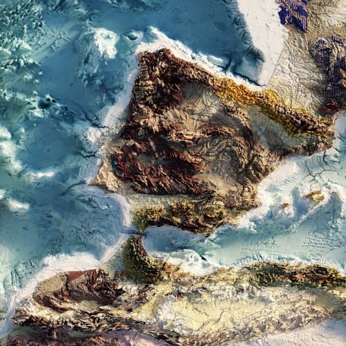 laydown detail image of Carte Tectonique Internationale De L'Europe 1962 Shaded Relief Map