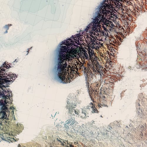 laydown detail image of Carte Tectonique Internationale De L'Europe 1962 Shaded Relief Map