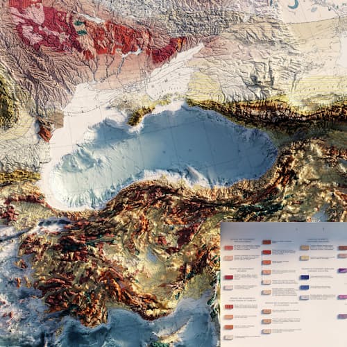 laydown detail image of Carte Tectonique Internationale De L'Europe 1962 Shaded Relief Map