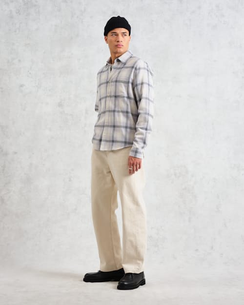 on model image of Shelly Ombre Flannel Shirt