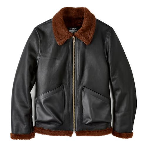 laydown image of B-6 Sheepskin Leather Bomber Jacket
