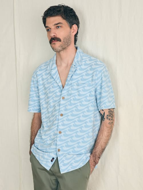 on model image of Cabana Towel Terry Surf Shirt