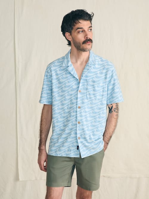 on model image of Cabana Towel Terry Surf Shirt