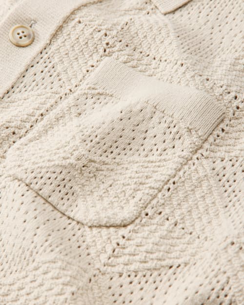 laydown detail image of Textured Button-Up Sweater Polo