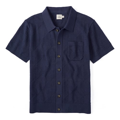 laydown image of Textured Button-Up Sweater Polo
