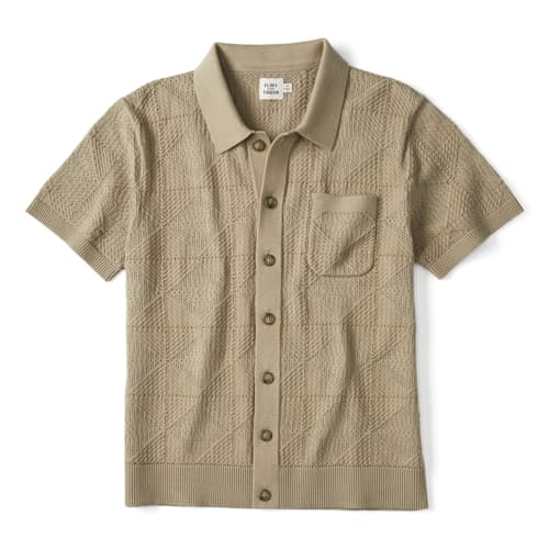 laydown image of Textured Button-Up Sweater Polo