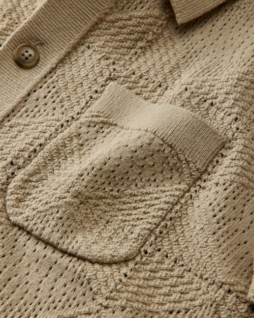 laydown detail image of Textured Button-Up Sweater Polo