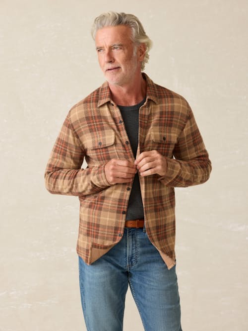 on model image of Legend Sweater Flannel Shirt