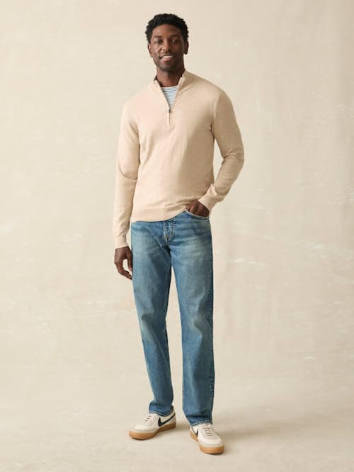 on model image of Movement Quarter Zip Sweater