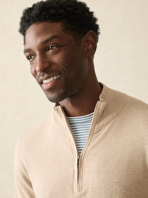 on model image of Movement Quarter Zip Sweater