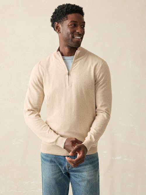 on model image of Movement Quarter Zip Sweater