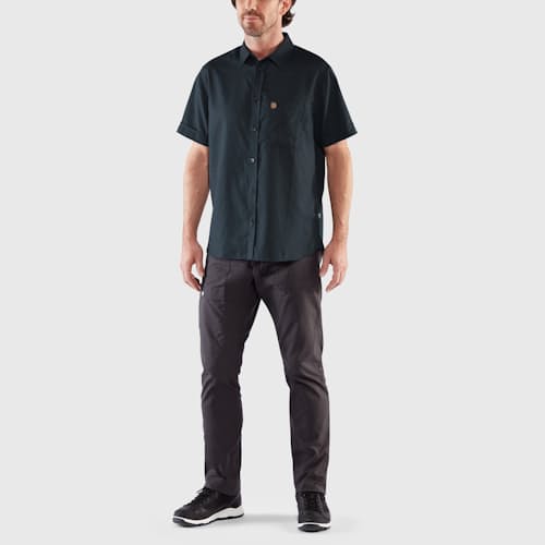 on model image of Ovik Travel Short Sleeve Shirt