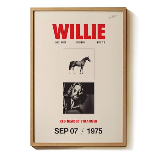 laydown image of Willie Nelson - Red Headed Stranger - Austin Print