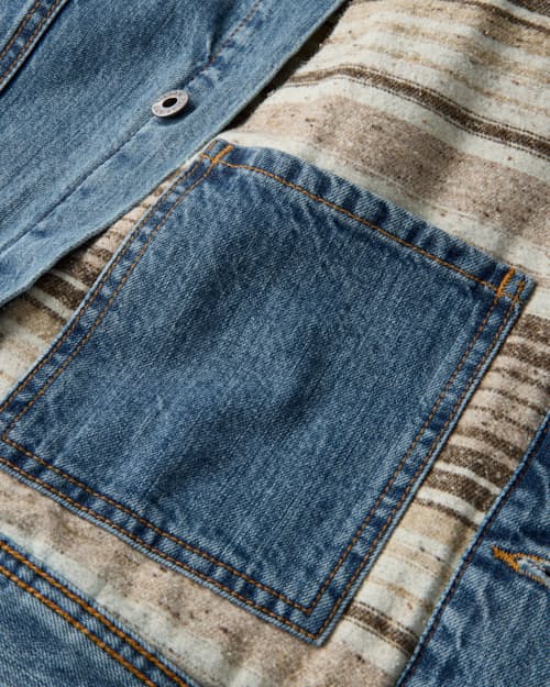 laydown detail image of Flannel-Lined Denim Trucker Jacket