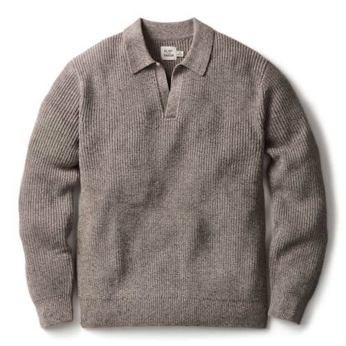 laydown image of Bolinas Cotton Johnny Collar Sweater Polo
