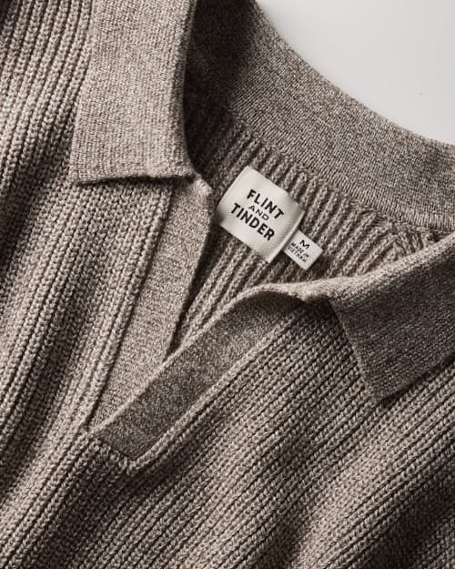 laydown detail image of Bolinas Cotton Johnny Collar Sweater Polo