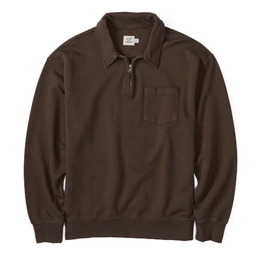 laydown image of Midweight Terry Quarter Zip Sweatshirt