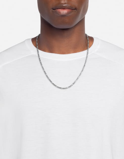 on model image of 3mm Figaro Chain Necklace