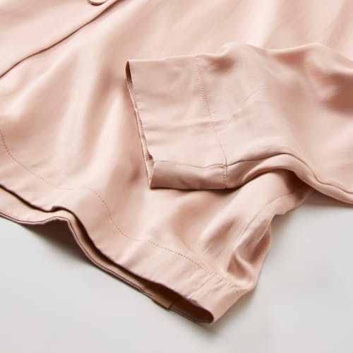 laydown detail image of Women's Washable Silk Piped Long Sleeve Pant Set