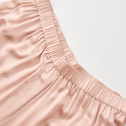 laydown detail image of Women's Washable Silk Piped Long Sleeve Pant Set