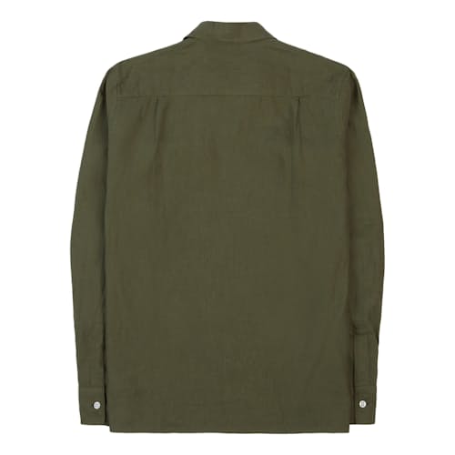 laydown image of Linen Camp Collar Long Sleeve Shirt