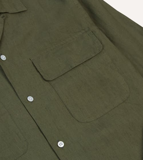 laydown detail image of Linen Camp Collar Long Sleeve Shirt
