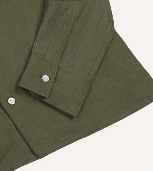 laydown detail image of Linen Camp Collar Long Sleeve Shirt