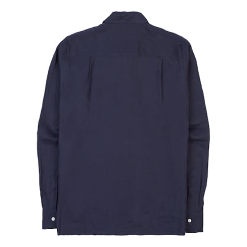laydown image of Linen Camp Collar Long Sleeve Shirt