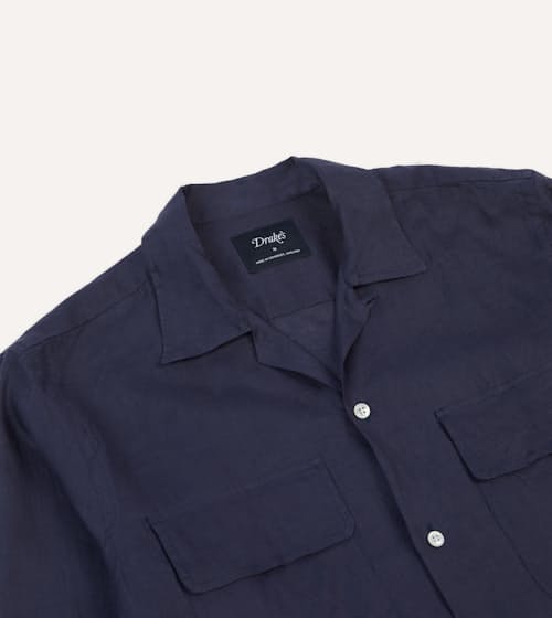 laydown detail image of Linen Camp Collar Long Sleeve Shirt