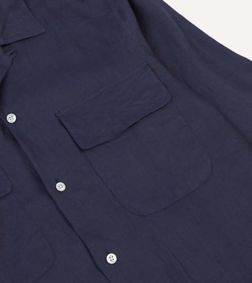 laydown detail image of Linen Camp Collar Long Sleeve Shirt