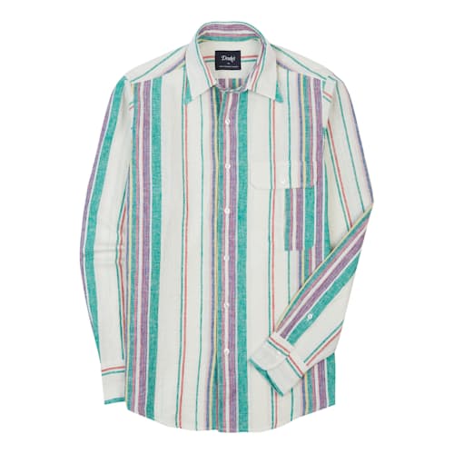 laydown image of Linen Cotton Summer Long Sleeve Shirt