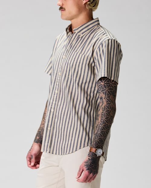 on model image of Short Sleeve Stretch Cotton Shirt