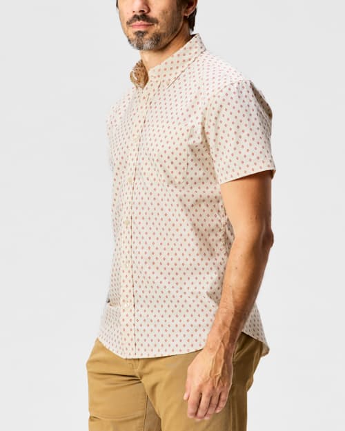 on model image of Short Sleeve Stretch Cotton Shirt