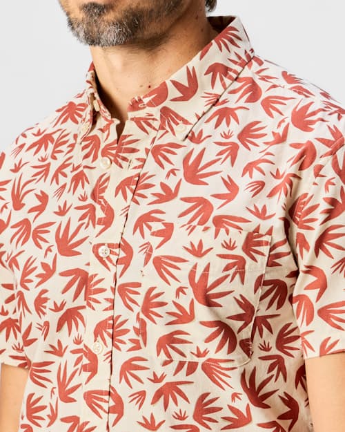 on model image of Short Sleeve Stretch Cotton Shirt