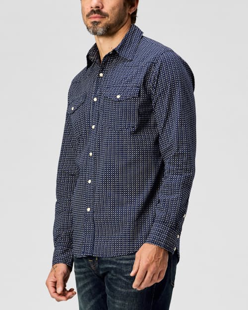 on model image of Bone Button Western Shirt