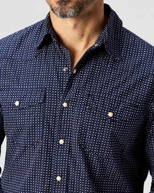 on model image of Bone Button Western Shirt