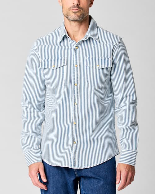on model image of Bone Button Western Shirt