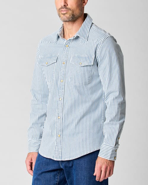 on model image of Bone Button Western Shirt