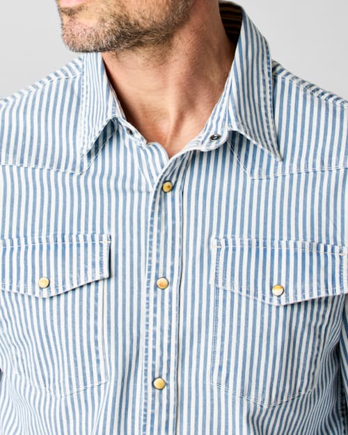on model image of Bone Button Western Shirt
