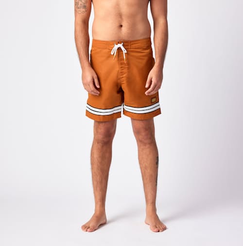 on model image of Dos Rayos Swim Boardshorts