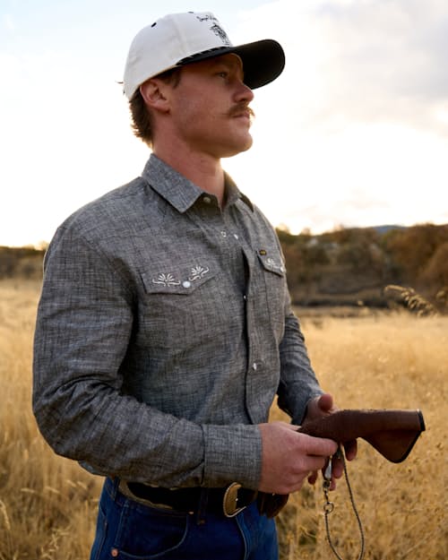lifestyle image of Reagan Pearlsnap Long Sleeve Shirt