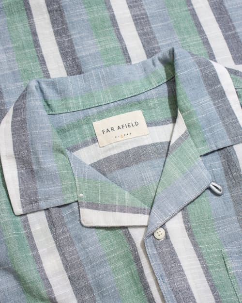 laydown detail image of Selleck Slub Stripe Short Sleeve Shirt