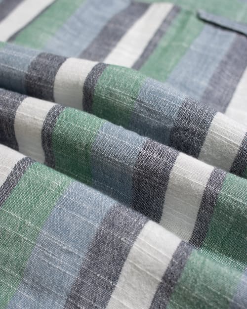 laydown detail image of Selleck Slub Stripe Short Sleeve Shirt