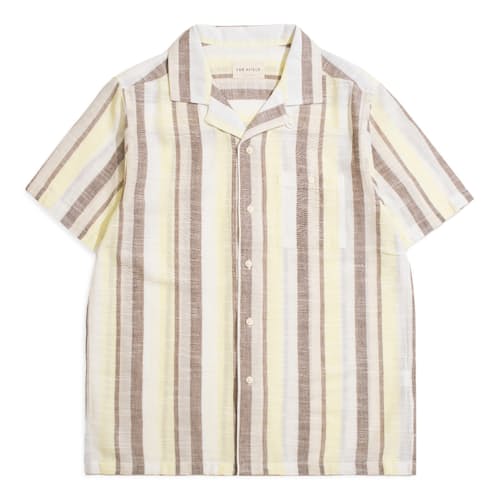 laydown image of Selleck Slub Stripe Short Sleeve Shirt
