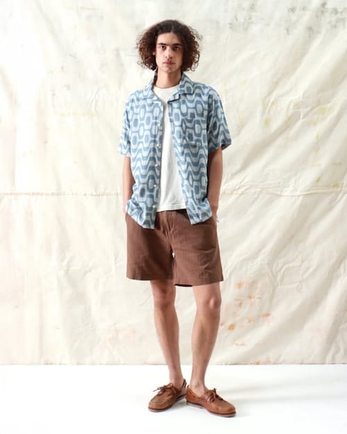 on model image of Stachio Copa Short Sleeve Shirt