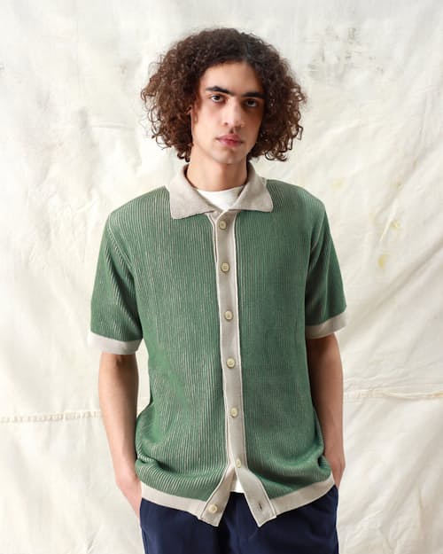 on model image of Velzy Cardigan Sweater Polo