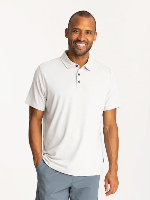 on model image of Bamboo Flex UPF Polo