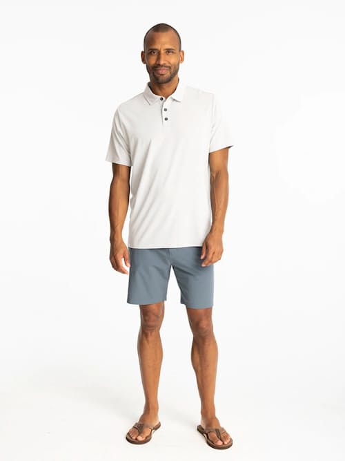 on model image of Bamboo Flex UPF Polo