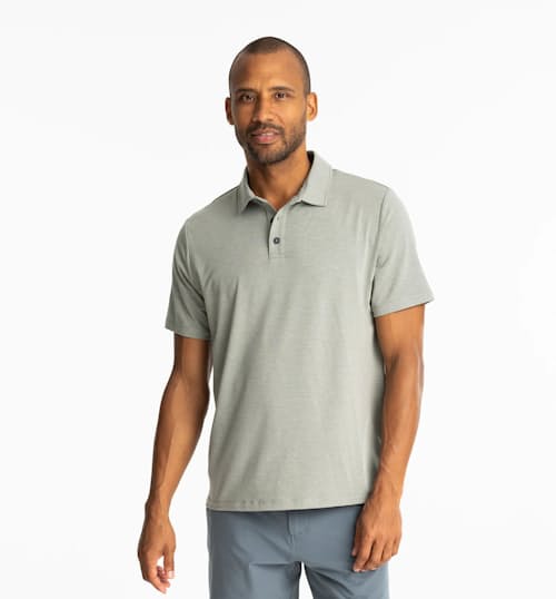 on model image of Bamboo Flex UPF Polo